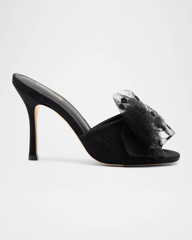Elle Fabric Bow Stiletto Mule Sandals